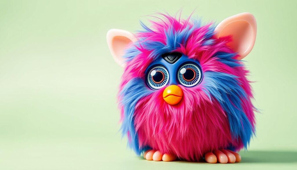 Generate an image of a Furby Boom toy with vibrant colors and interactive features.